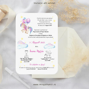 Invitația B.15 unicorn cu baloane