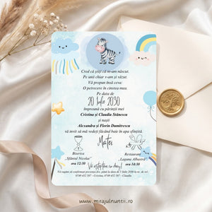Invitația B.1 zebră și curcubeu