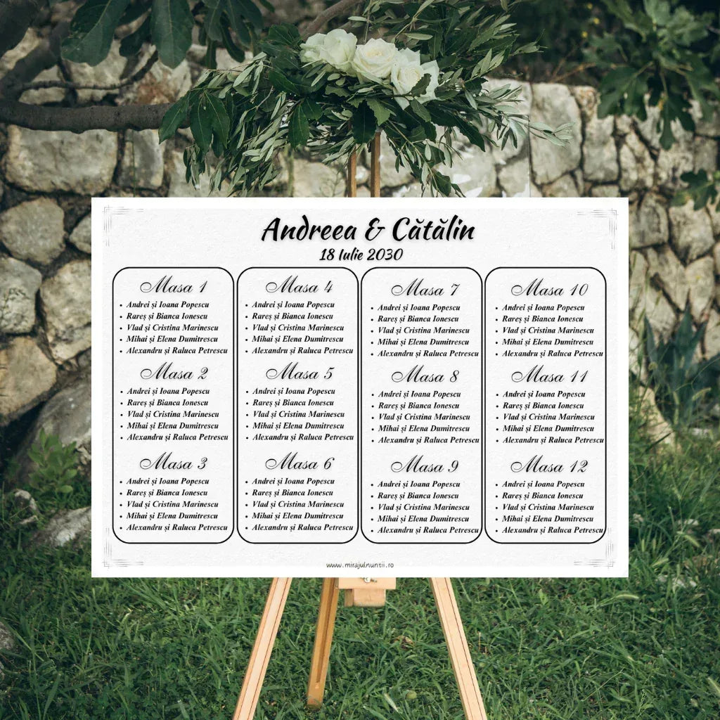 Listă invitați - Opis cu grafică personalizată NUNTĂ - MirajulNuntii.ro
