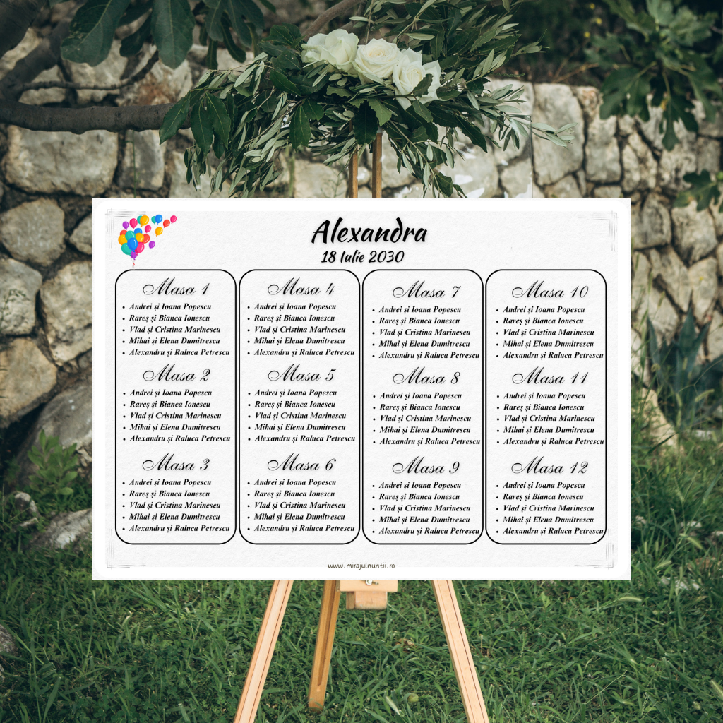 Listă invitați - Opis de Botez Magnific cu grafică personalizată