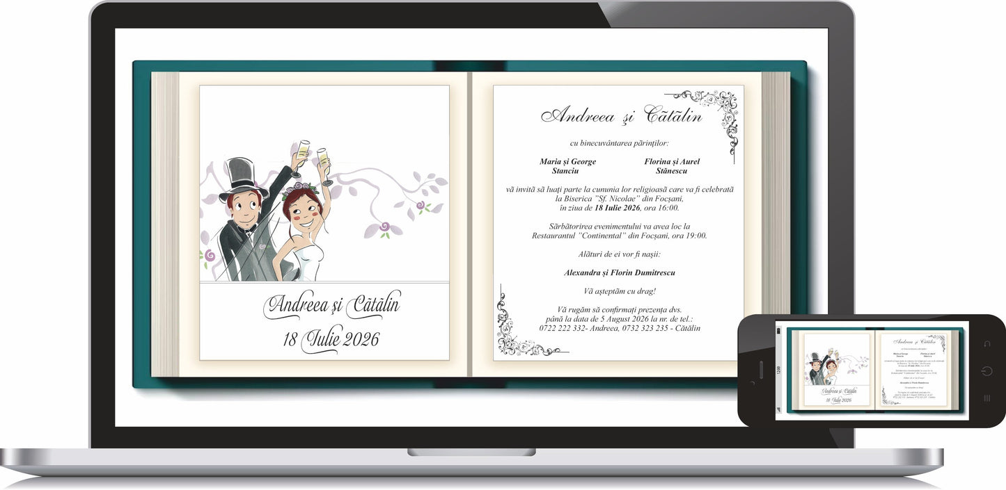 Invitatie NUNTA Digitala - cod 1058 - MirajulNuntii.ro