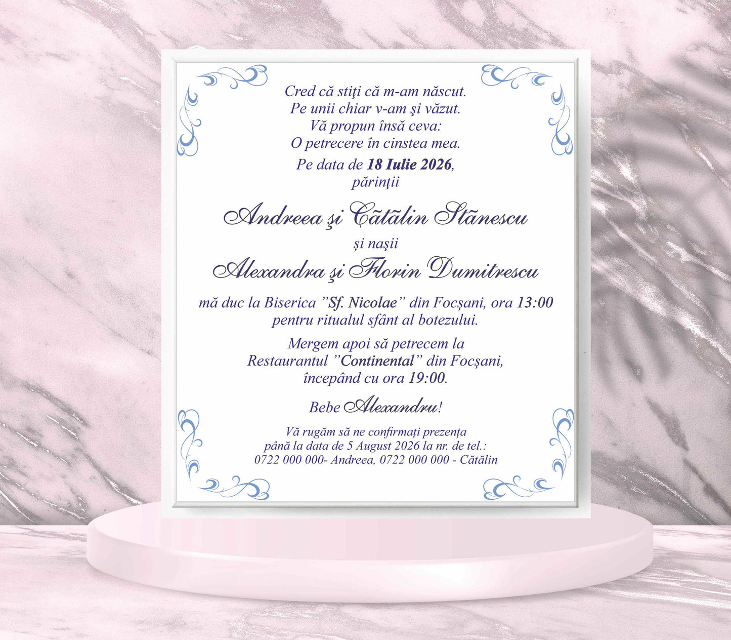 Invitatii botez cod Miraj - 1502 - MirajulNuntii.ro
