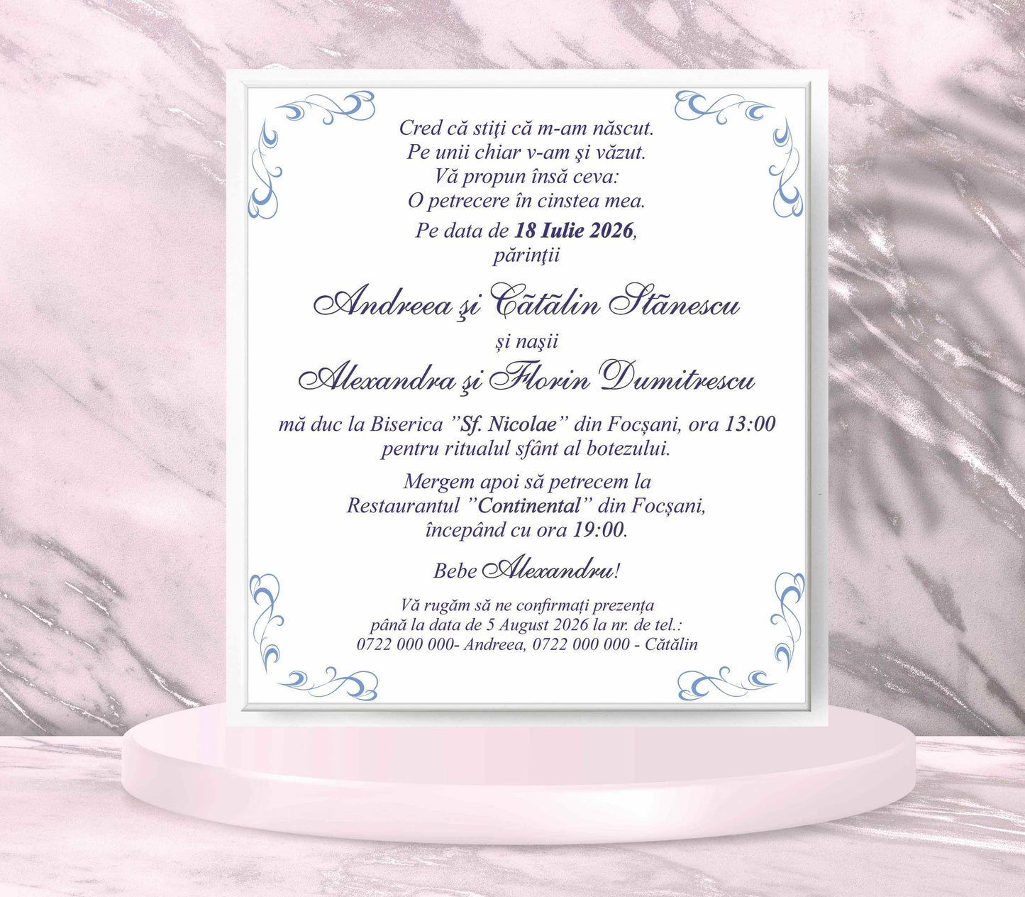 Invitatii botez cod Miraj - 1502 - MirajulNuntii.ro