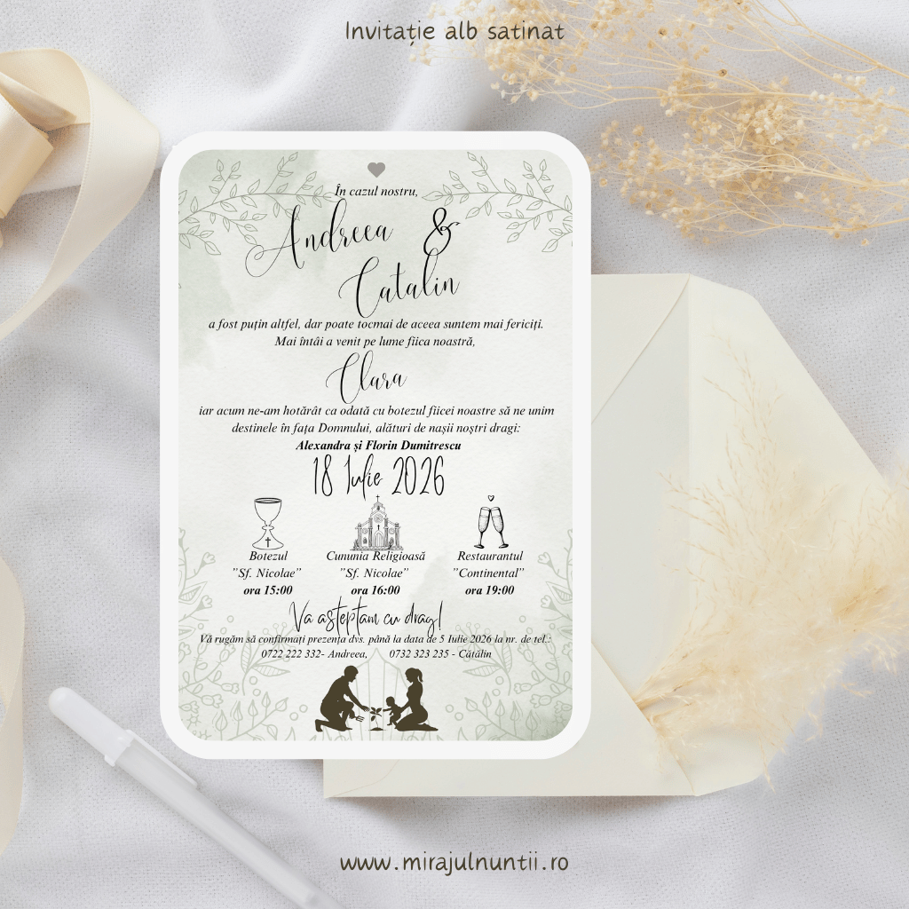 Invitatie cod Magnific C.15 nunta si botez - MirajulNuntii.ro