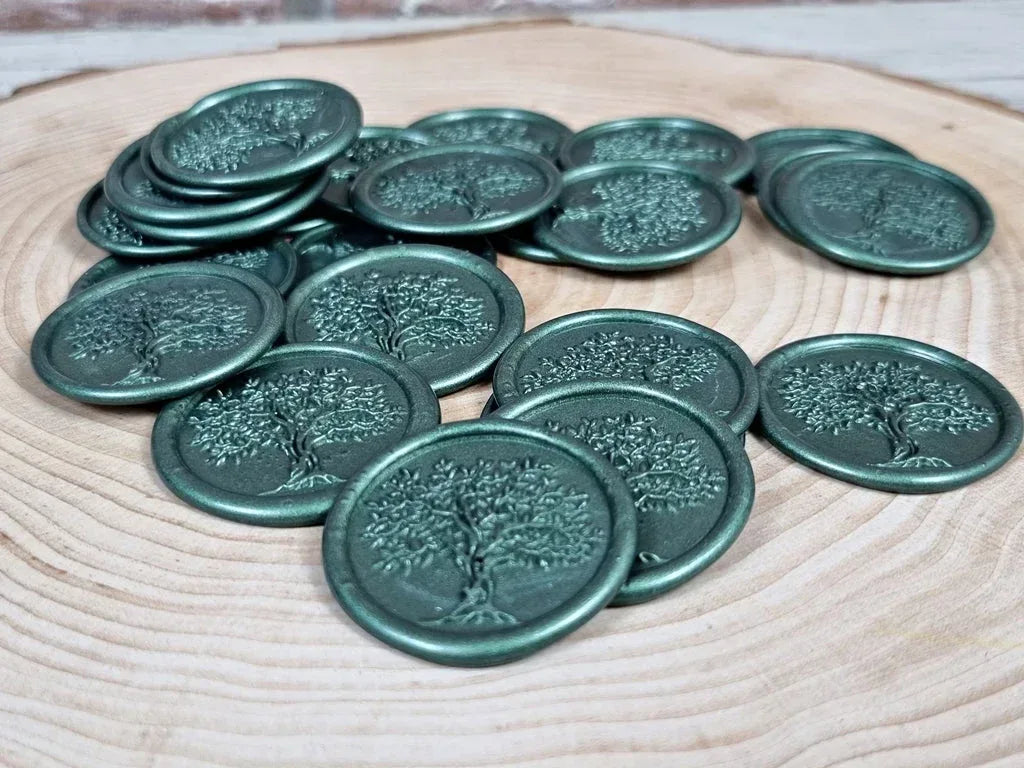 Sigilii {cod TH 7} din ceară naturală - model Verde Copacul Vieții - MirajulNuntii.ro