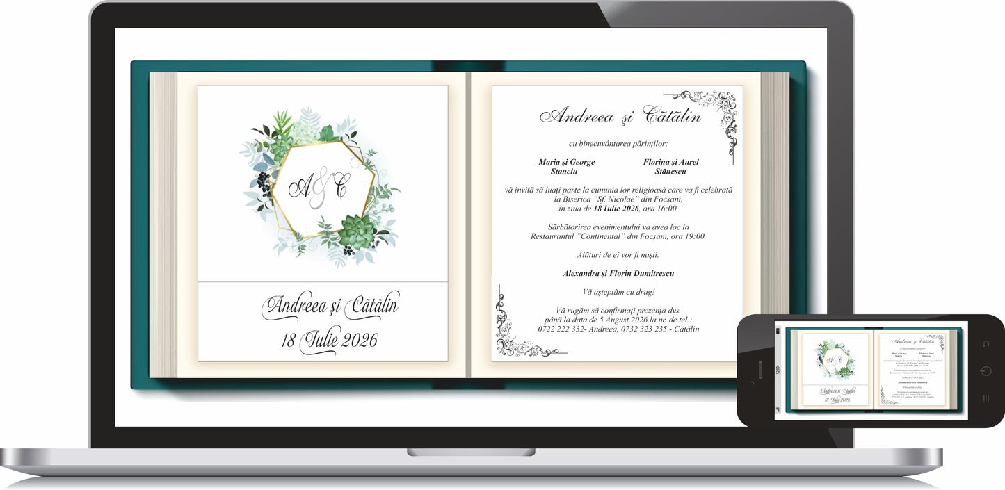 Invitatie NUNTA Digitala - cod 20591 - MirajulNuntii.ro