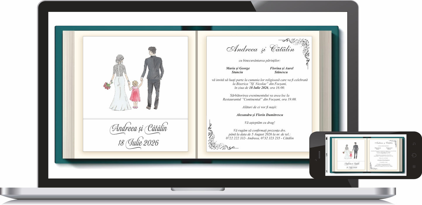 Invitatie NUNTA Digitala - cod 20791 - MirajulNuntii.ro