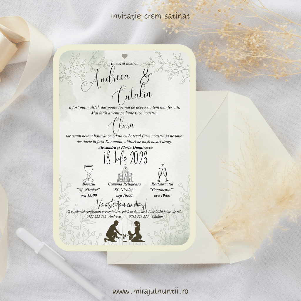 Invitatie cod Magnific C.15 nunta si botez - MirajulNuntii.ro