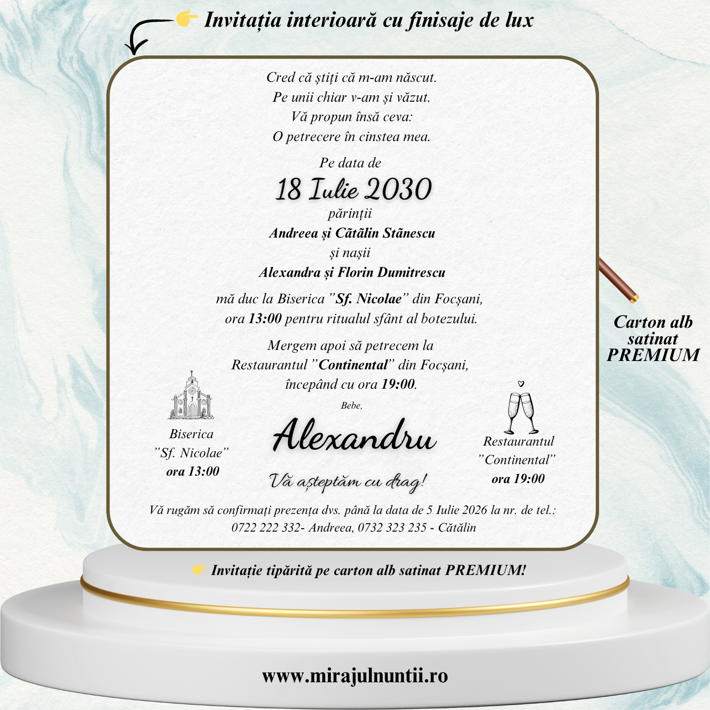 Invitatii botez cod Miraj - 7601
