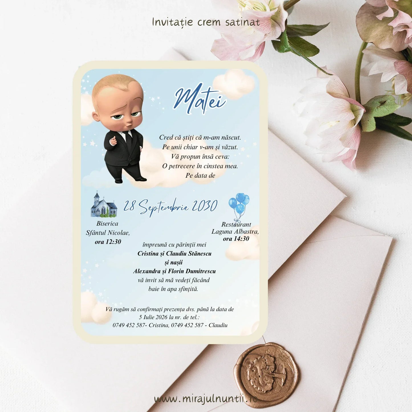 Invitație de botez cod Magnific B.21-20021 - MirajulNuntii.ro