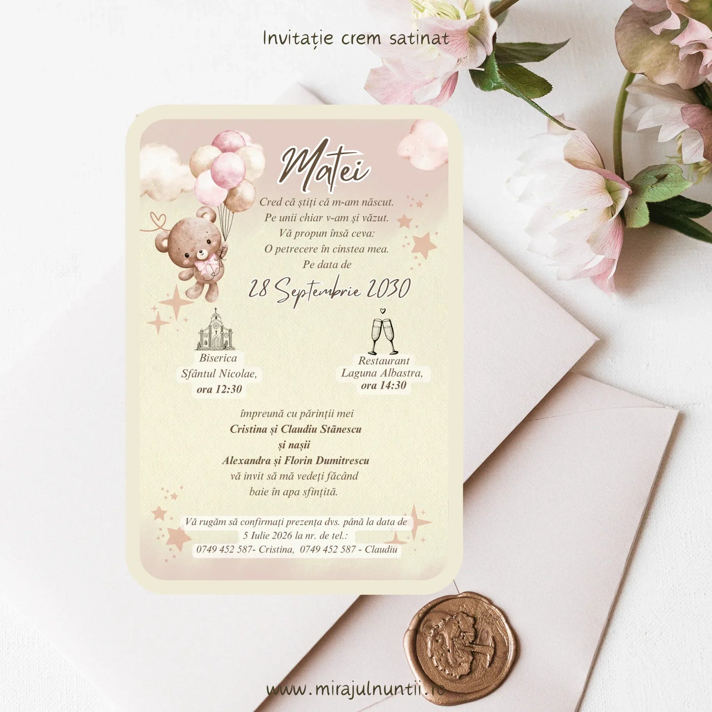 Invitație de botez cod Magnific B.23-20023 - MirajulNuntii.ro