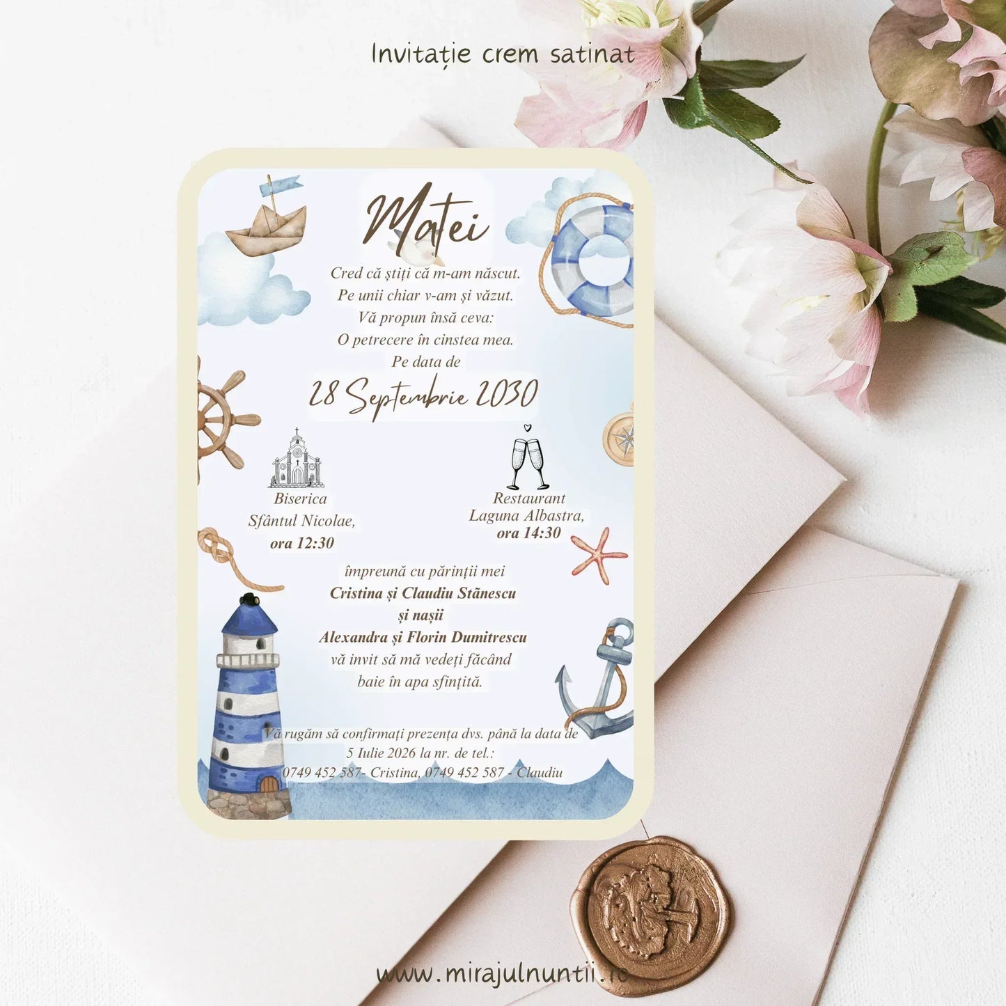 Invitație de botez cod Magnific B.25-20025 - MirajulNuntii.ro