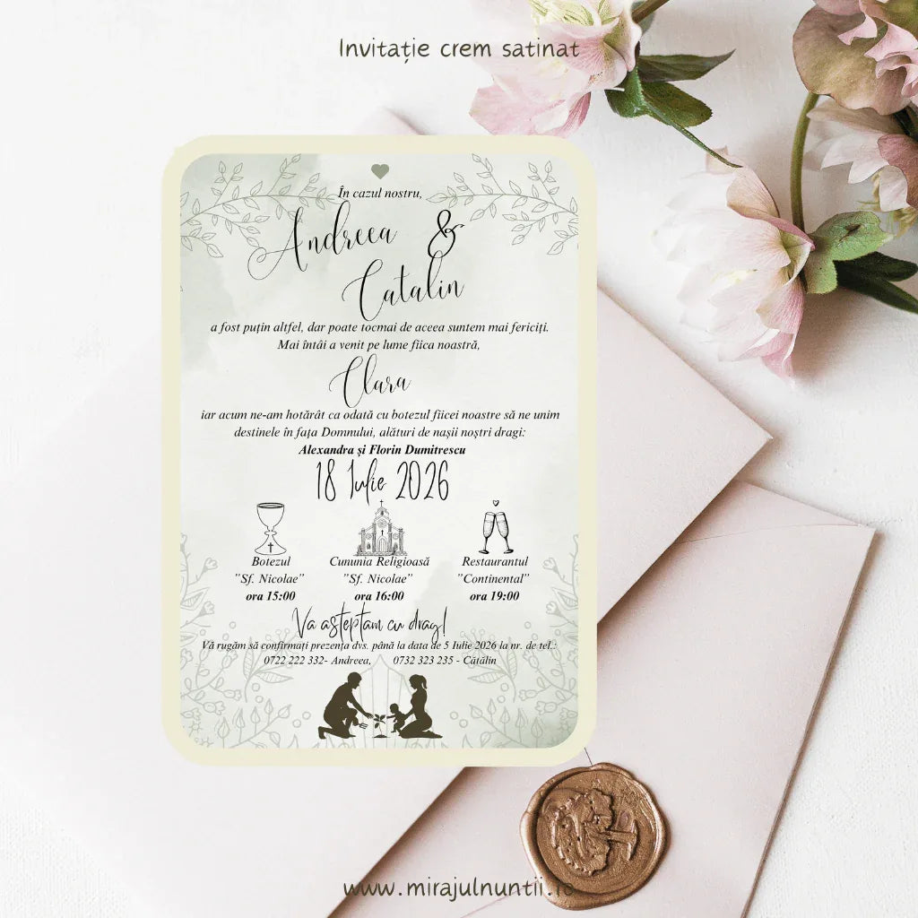 Invitație nuntă și botez cod Magnific C.15-10015 - MirajulNuntii.ro
