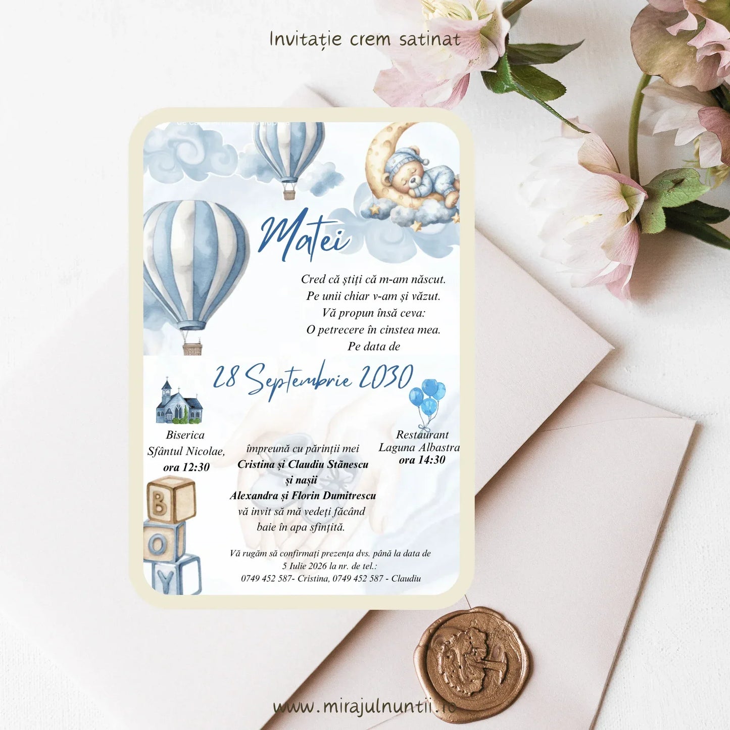 Invitație de botez cod Magnific B.20-20020 - MirajulNuntii.ro