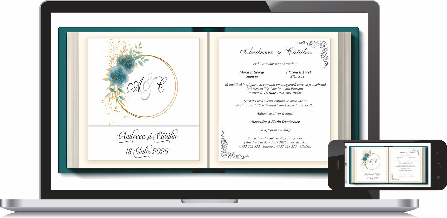 Invitatie NUNTA Digitala - cod 5044 - MirajulNuntii.ro