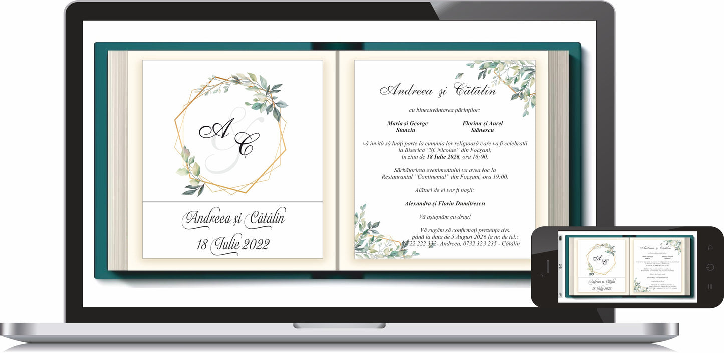 Invitatie NUNTA Digitala - cod 5048 - MirajulNuntii.ro