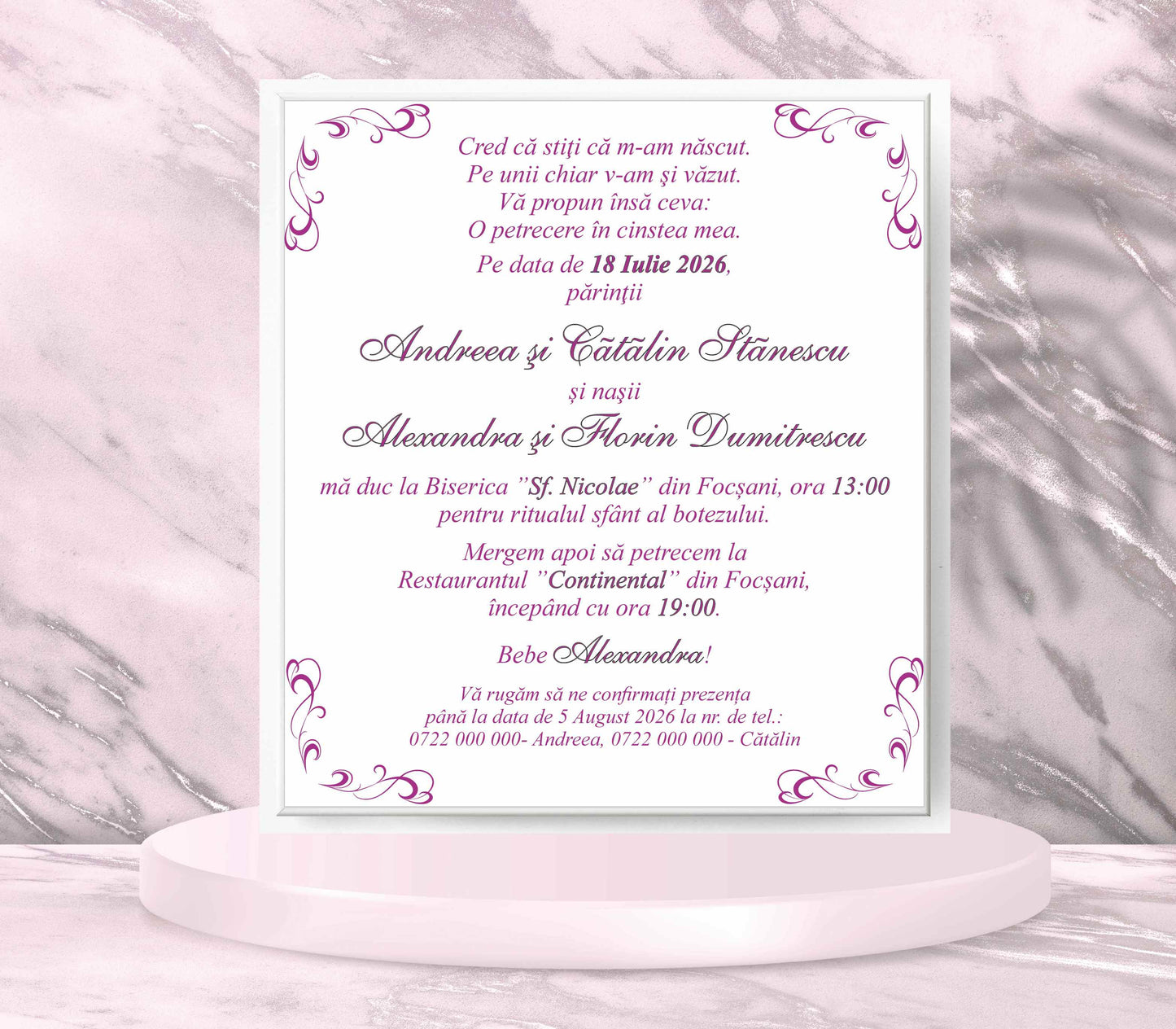 Invitatii botez cod Miraj - 5726 - MirajulNuntii.ro