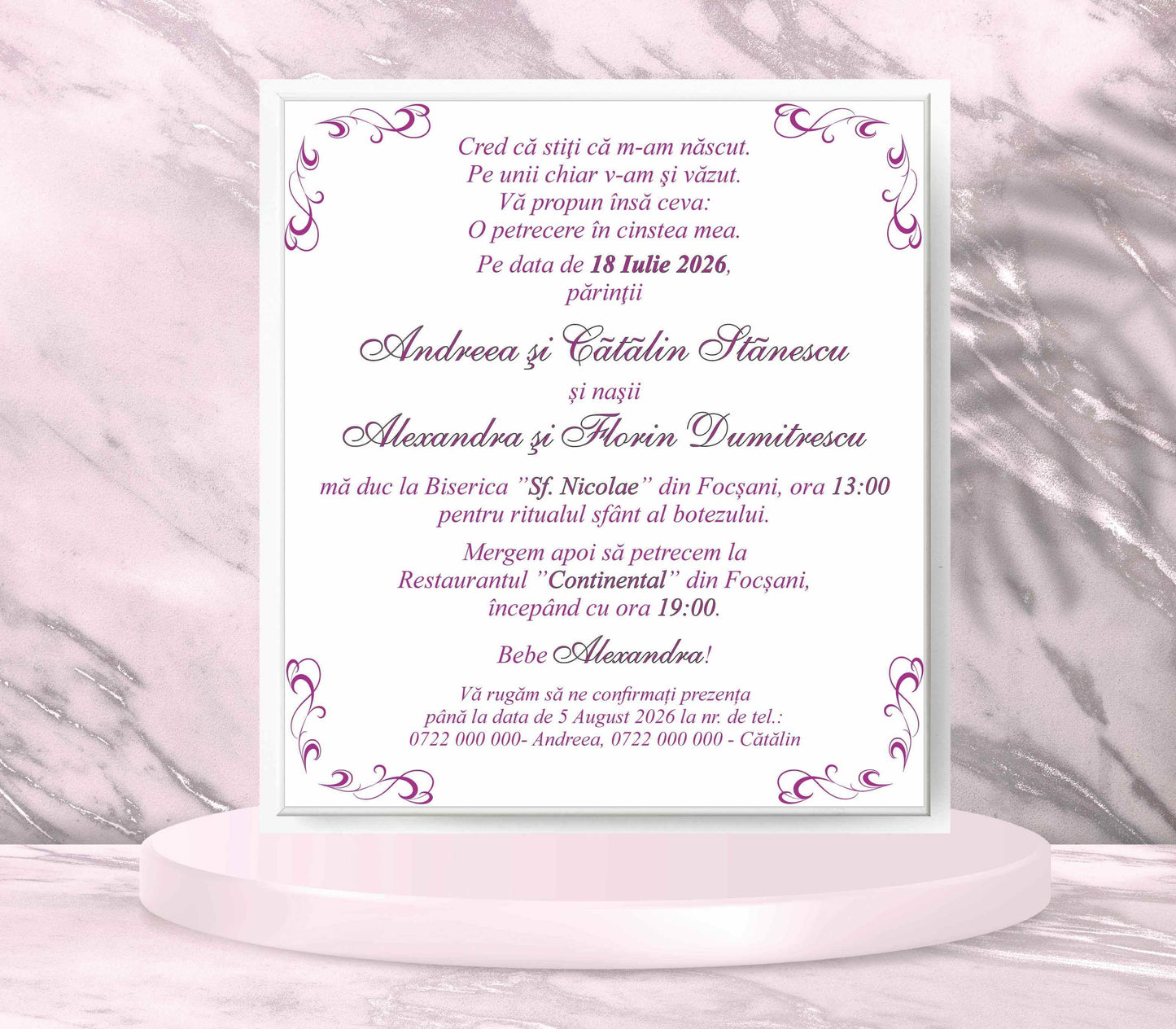 Invitatii botez cod Miraj - 5726 - MirajulNuntii.ro