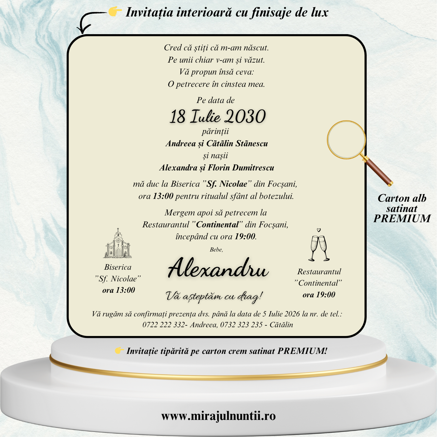 Invitatii botez cod Miraj - 7601