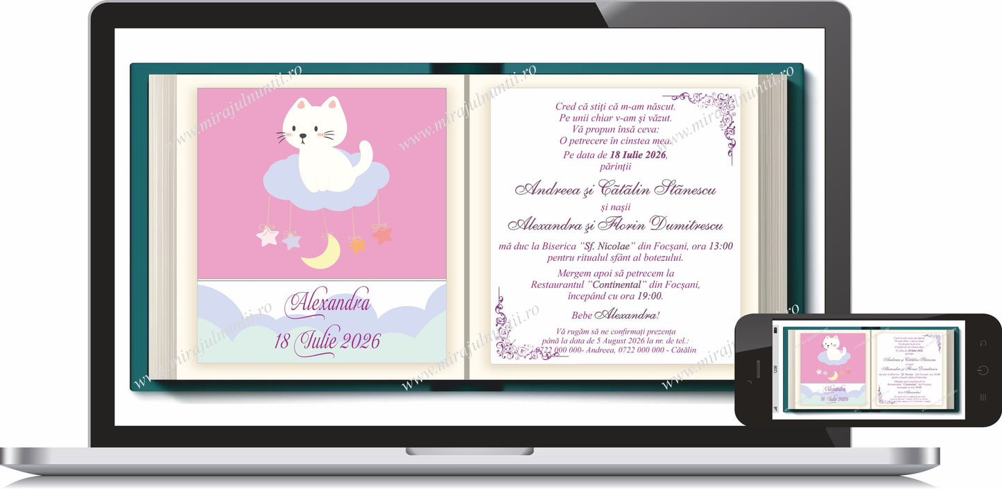 Invitatie BOTEZ Digitala - cod 6012 - MirajulNuntii.ro