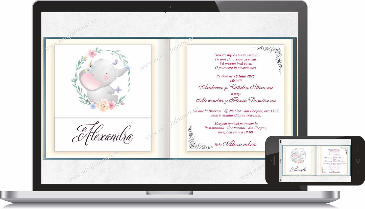 Invitatie BOTEZ Digitala - cod 6020 - MirajulNuntii.ro