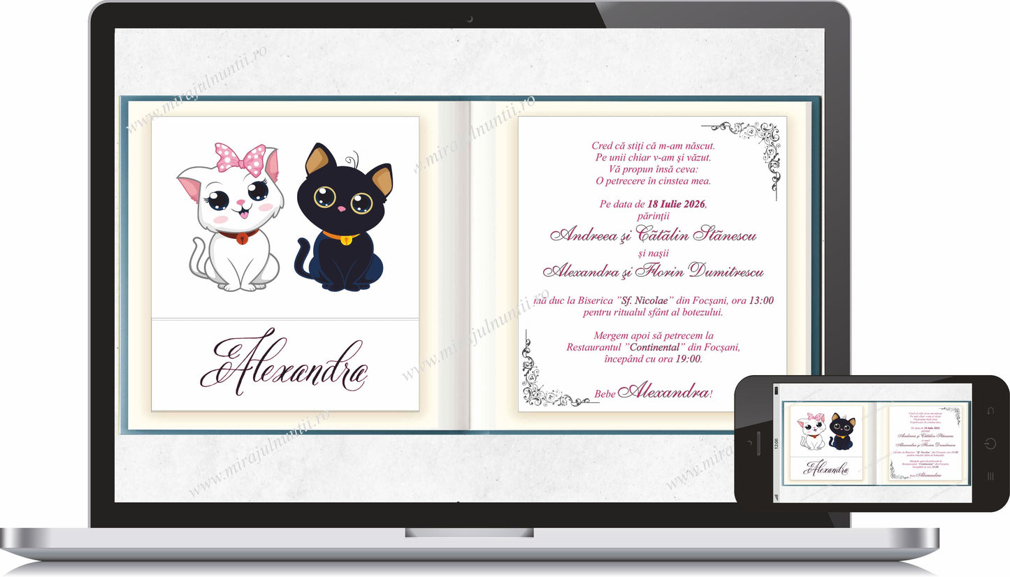 Invitatie BOTEZ Digitala - cod 6022 - MirajulNuntii.ro