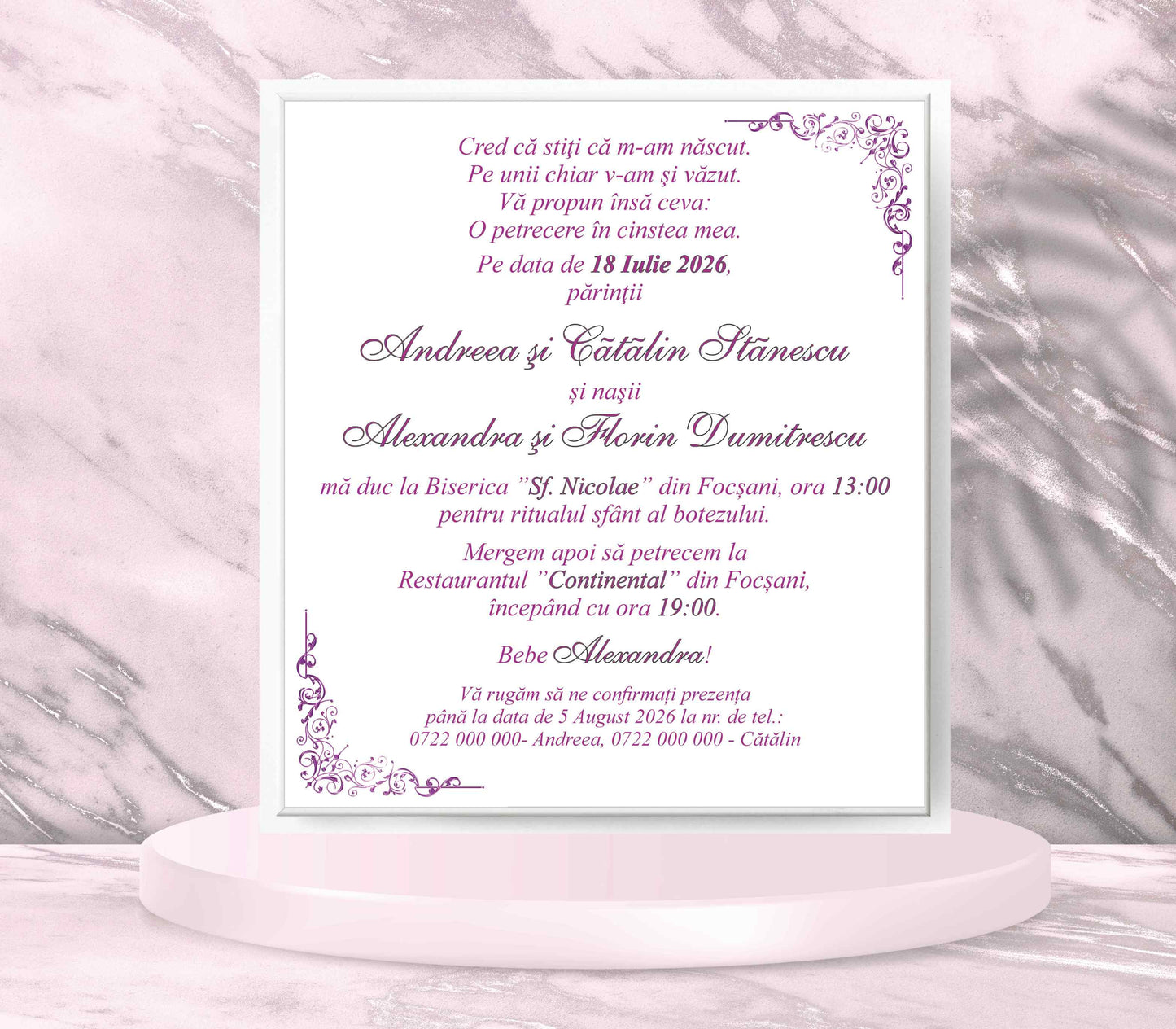 Invitatii botez cod Miraj - 6025 - MirajulNuntii.ro