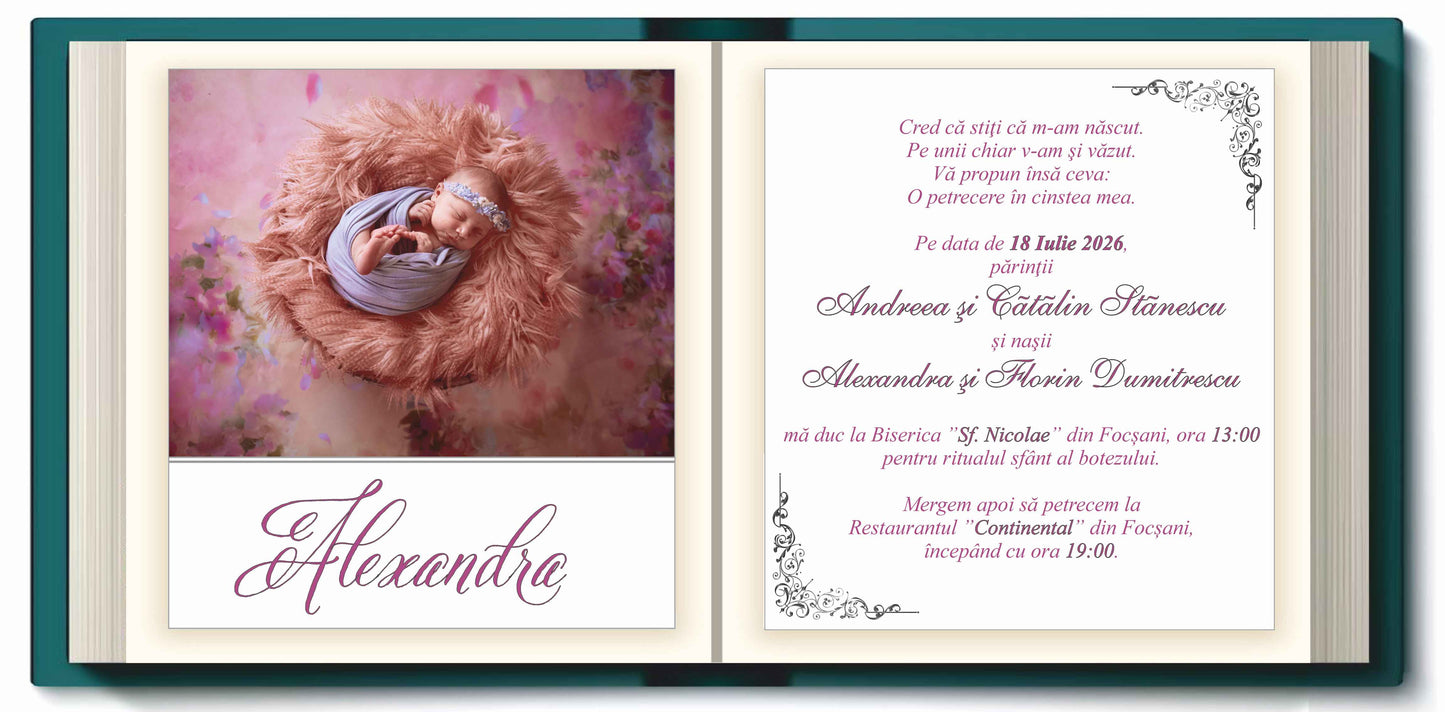Invitatie BOTEZ Digitala - cod 6035 - MirajulNuntii.ro