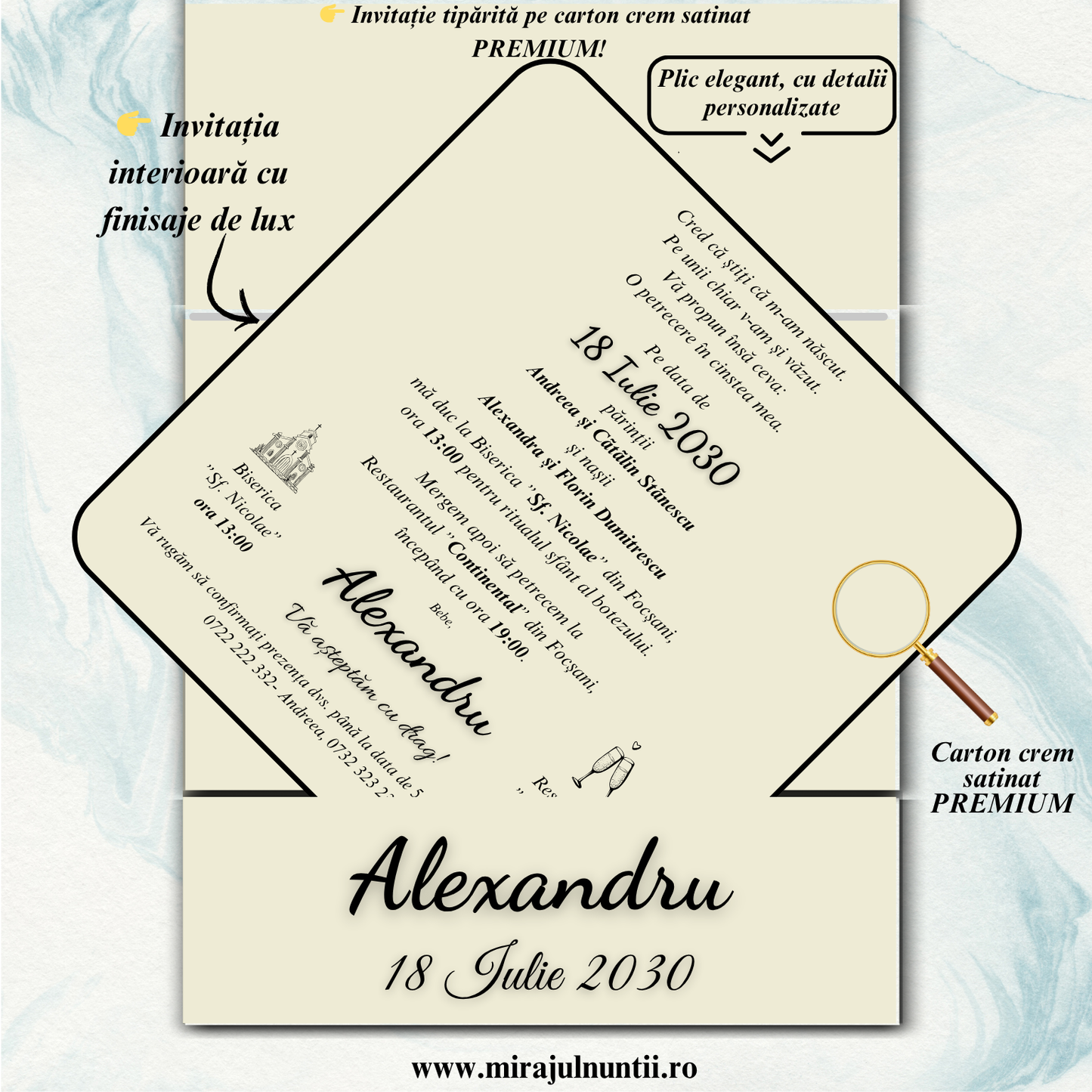 Invitatii botez cod Miraj - 7601