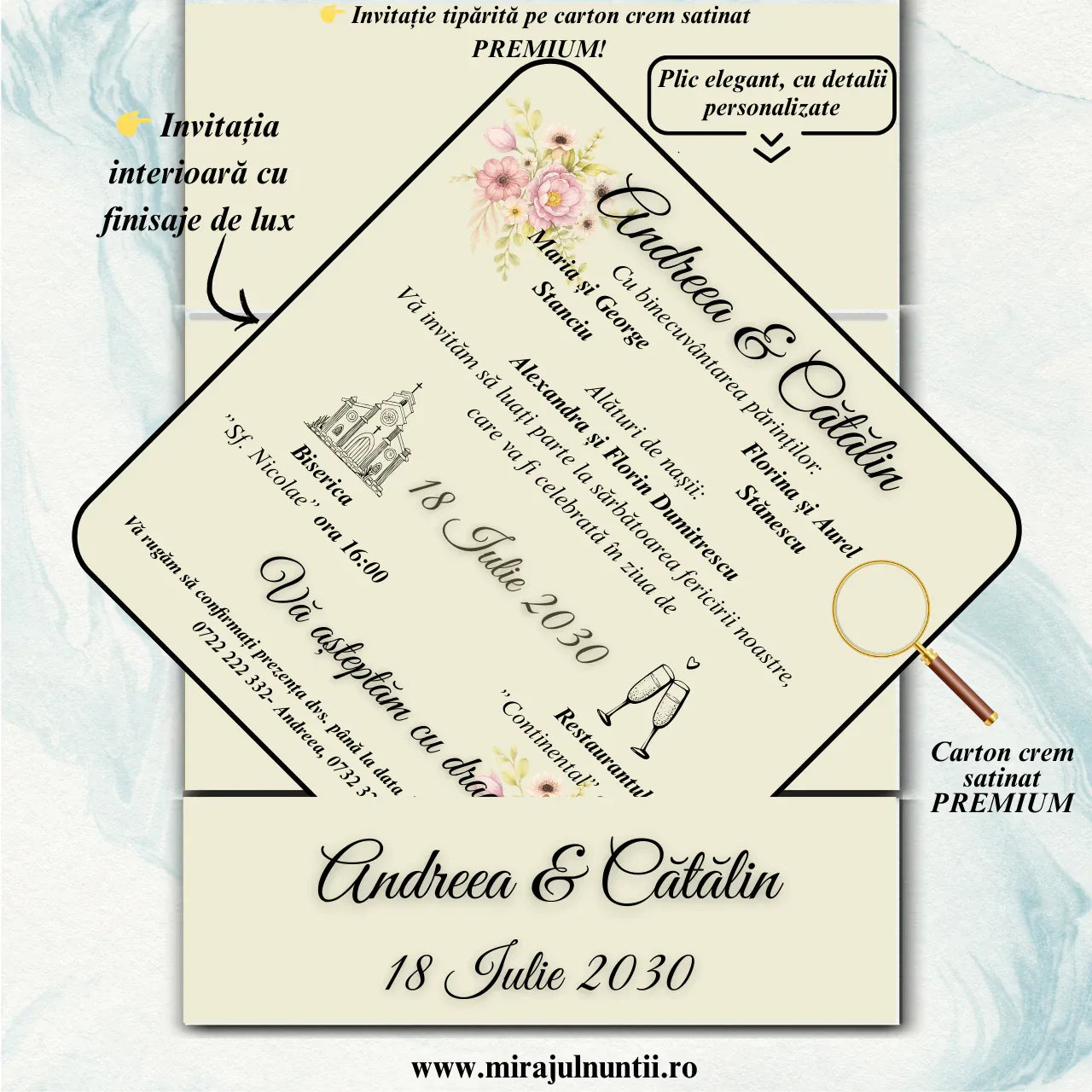 Invitatii nunta cod Miraj 7721 - MirajulNuntii.ro