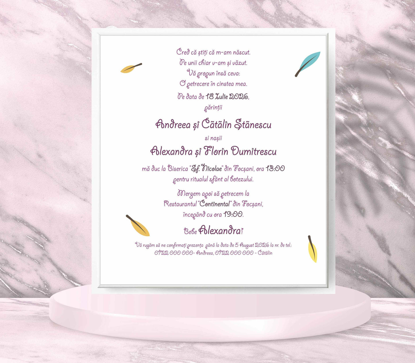Invitatii botez cod Miraj - 7613 - MirajulNuntii.ro
