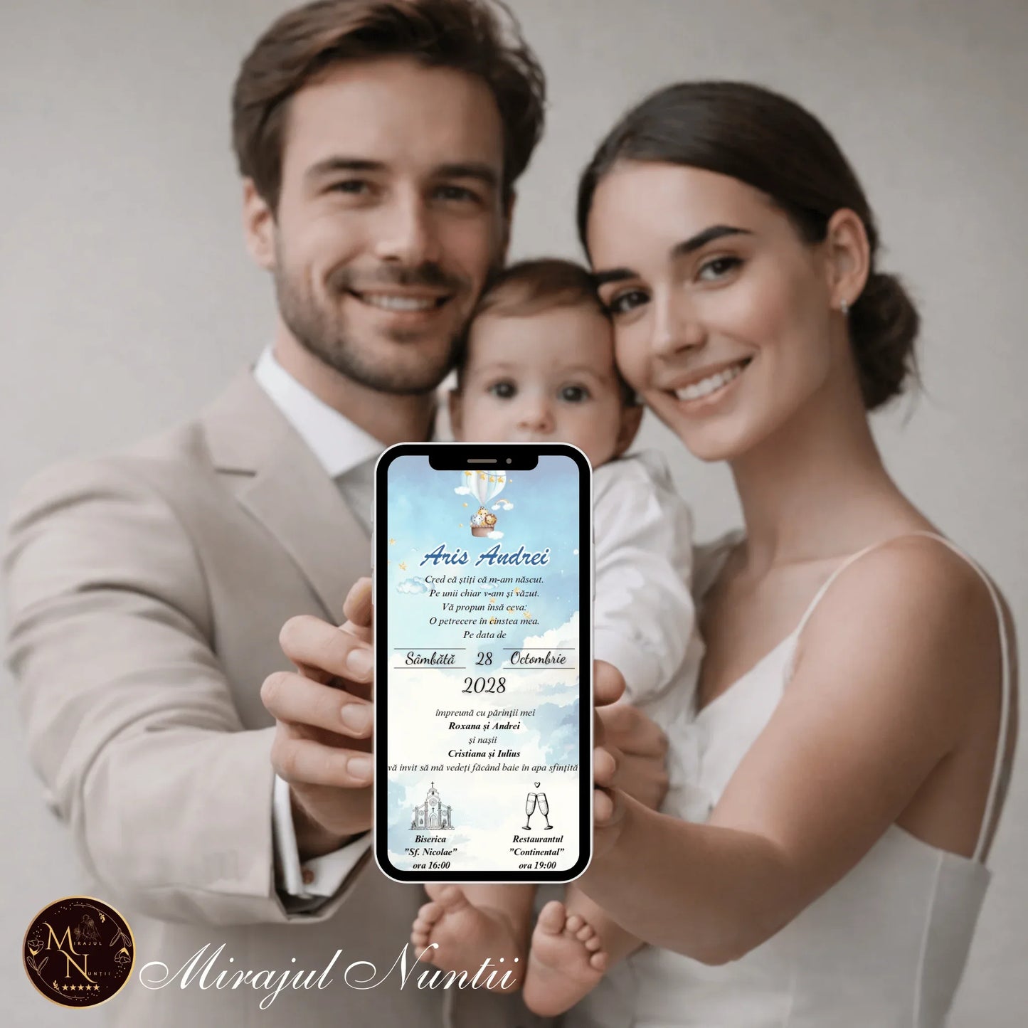 Invitatie On-Line Botez cod CB.12 - MirajulNuntii.ro