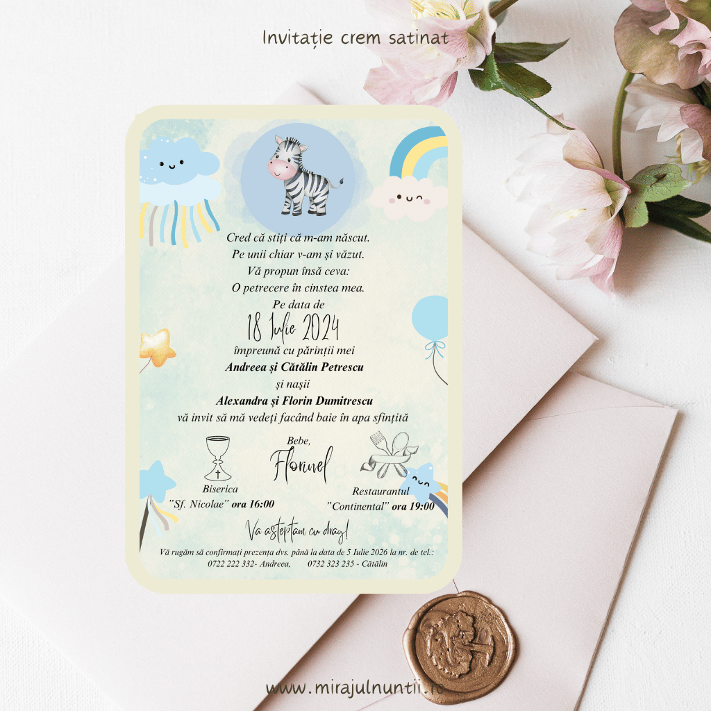Invitatie de botez cod Magnific B.1 - MirajulNuntii.ro