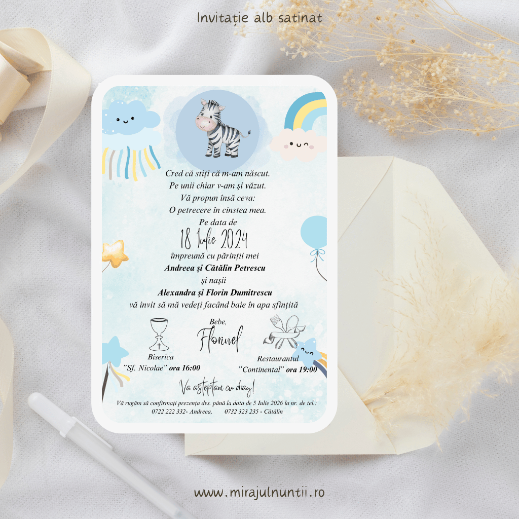 Invitatie de botez cod Magnific B.1 - MirajulNuntii.ro