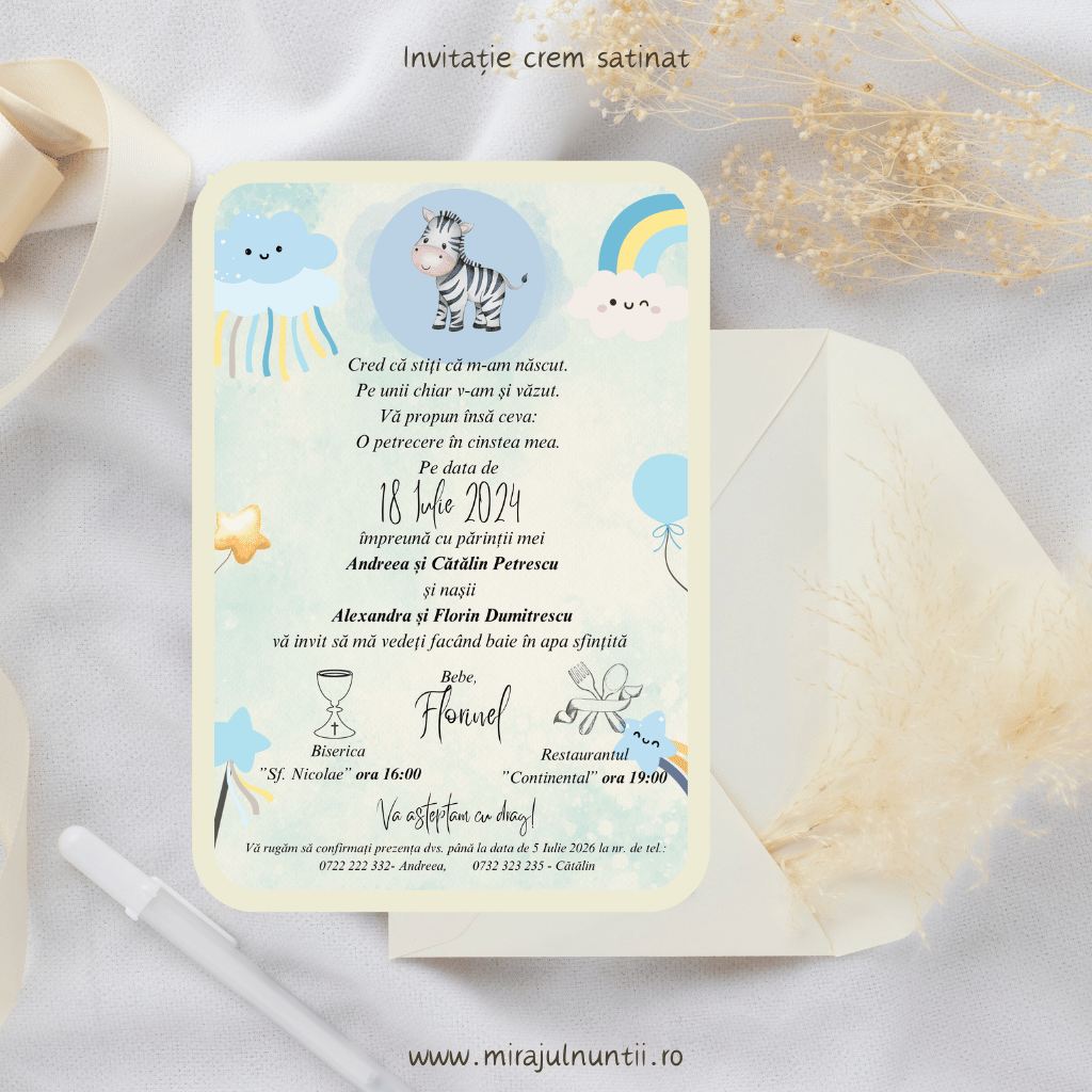 Invitatie de botez cod Magnific B.1 - MirajulNuntii.ro
