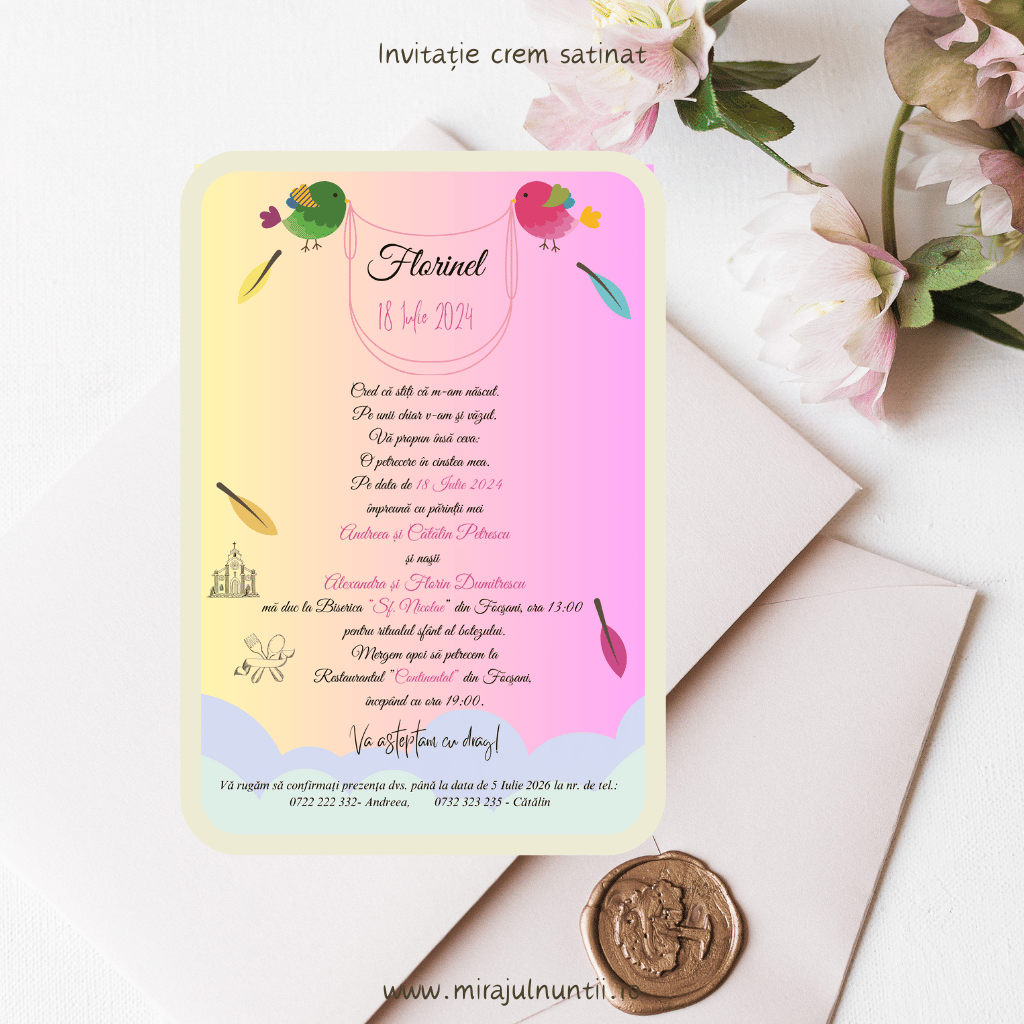 Invitatie de botez cod Magnific B.5 - MirajulNuntii.ro