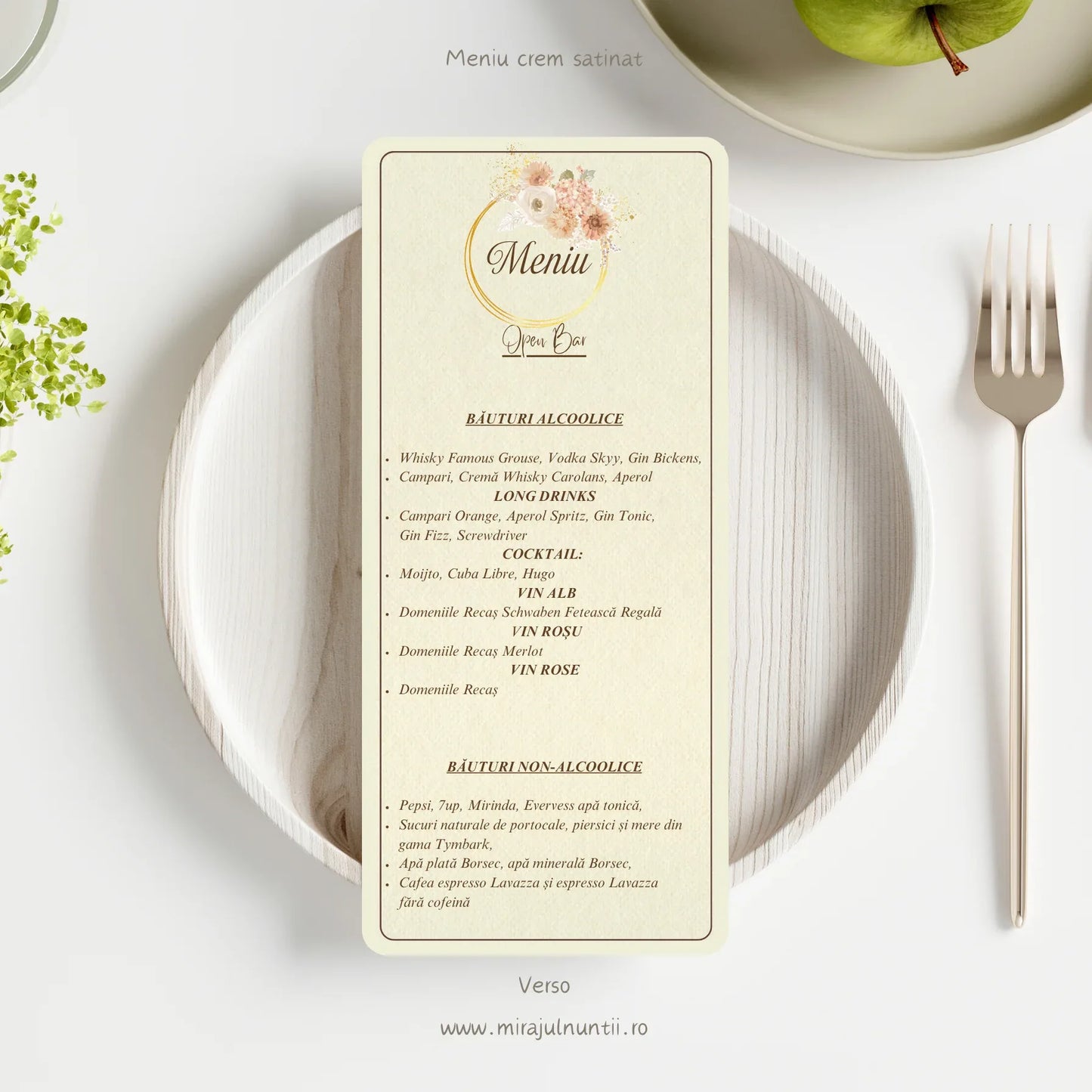 Meniu individual cod Magnific C.44 - 10044 - MirajulNuntii.ro