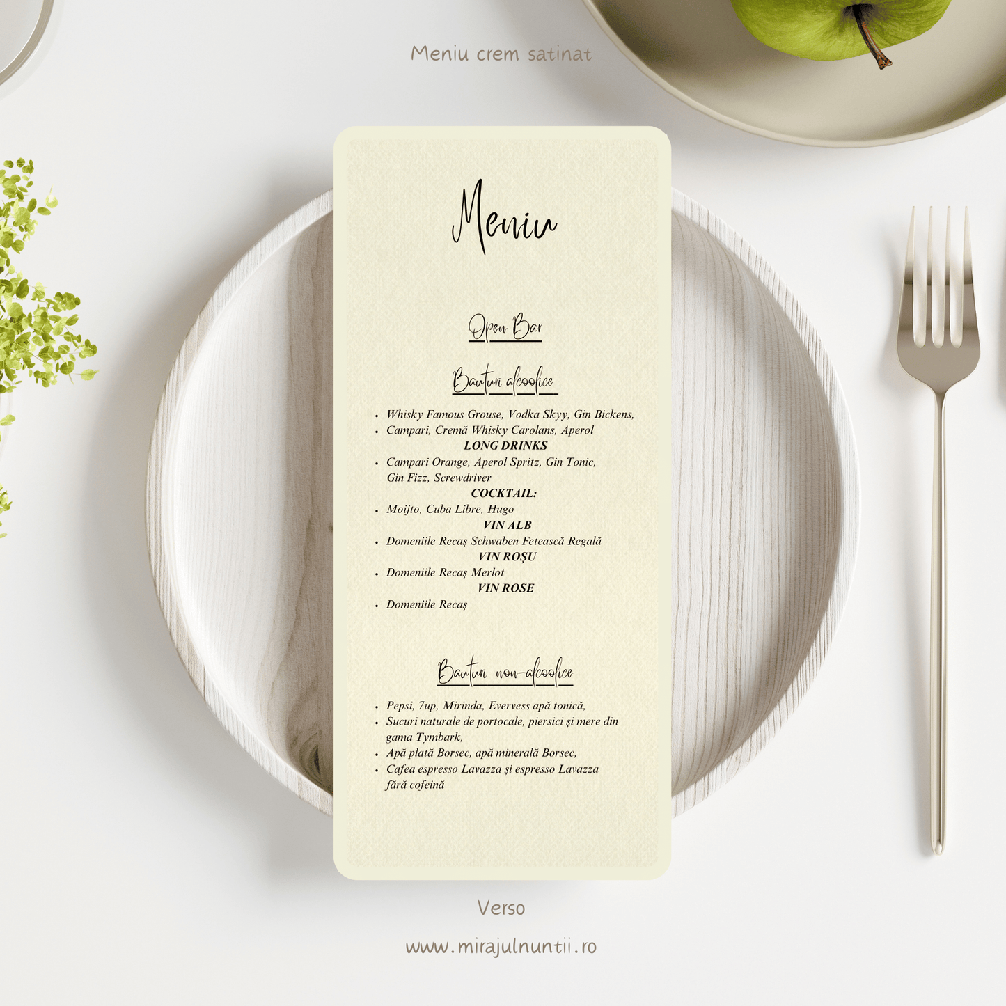 Meniu individual cod Miraj-9001