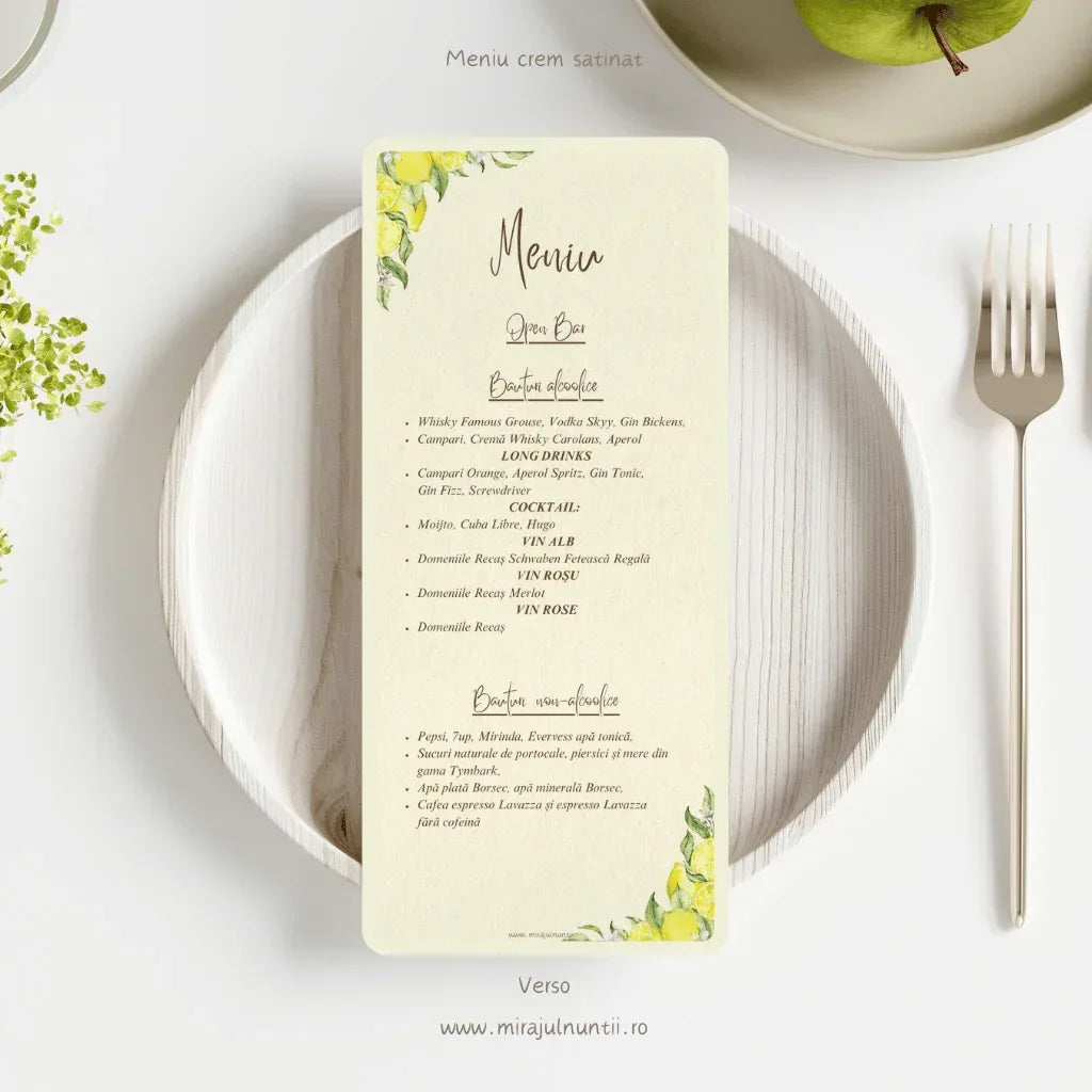 Meniu individual cod Magnific C.29 - MirajulNuntii.ro