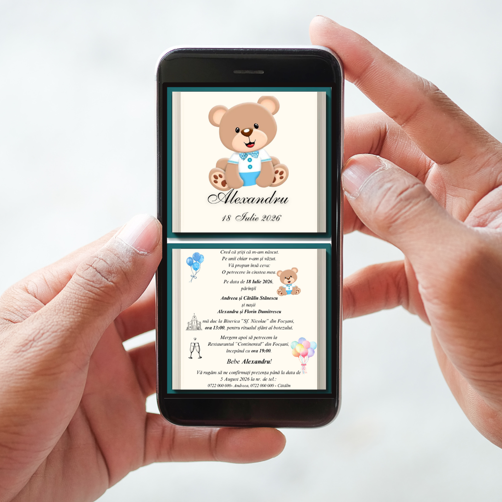 Invitatie BOTEZ Digitala - ursulet
