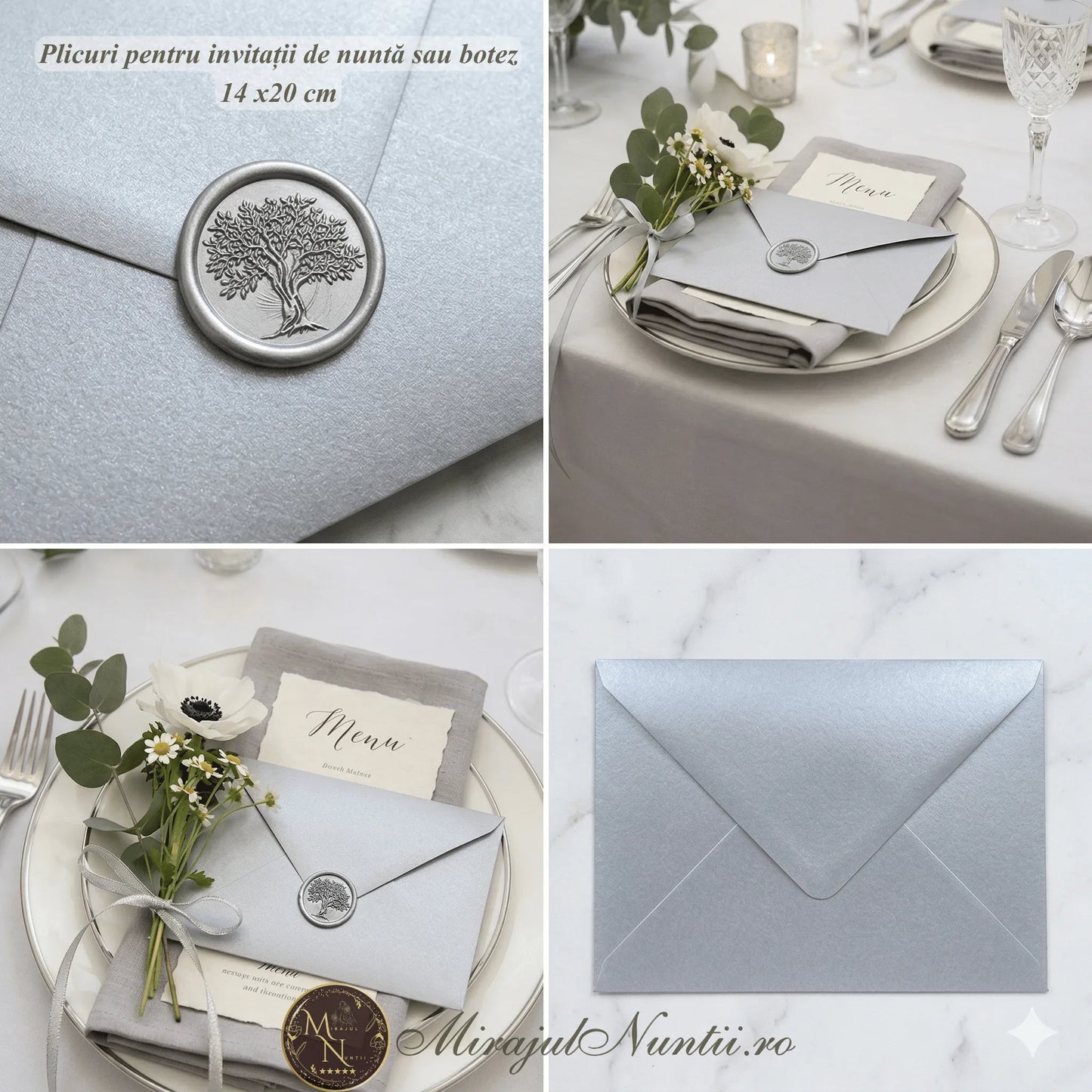 Plic Invitatie - z007 14x20 cm, 120gr. alb satinat - orizontal