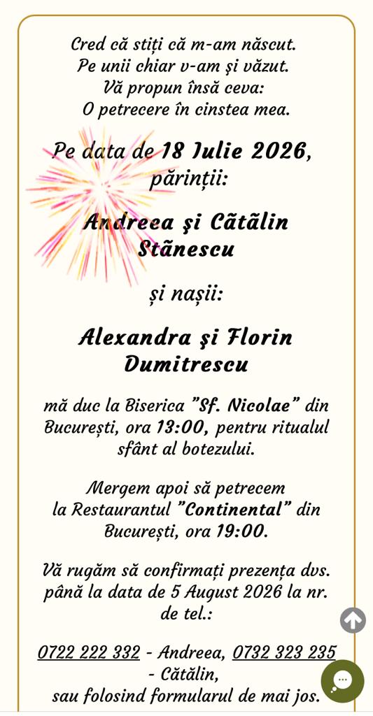 Invitatie On-line Botez cod B01 - MirajulNuntii.ro
