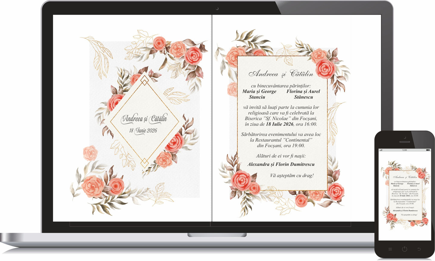 Invitatie NUNTA Digitala - cod 5001 - MirajulNuntii.ro