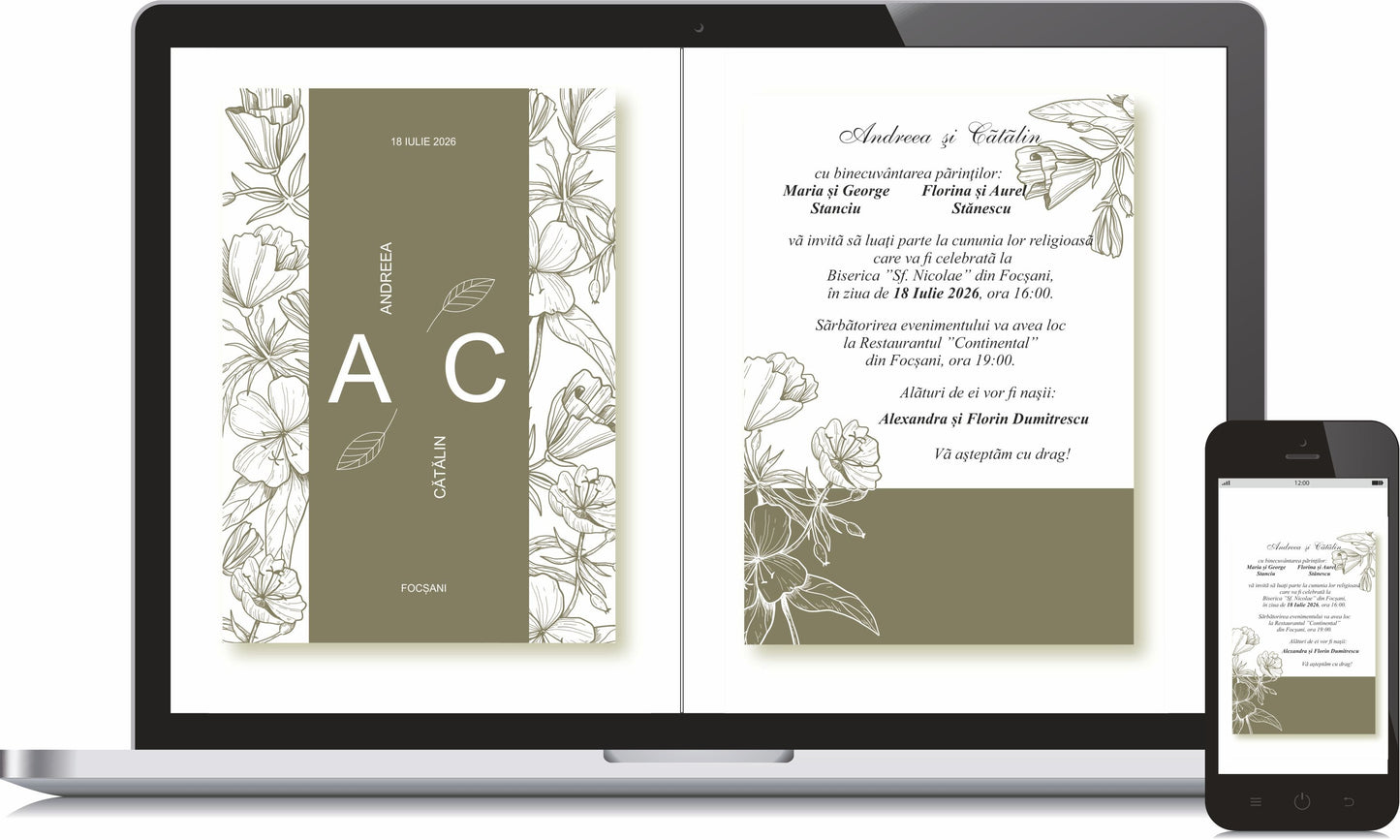 Invitatie NUNTA Digitala - cod 5002 - MirajulNuntii.ro
