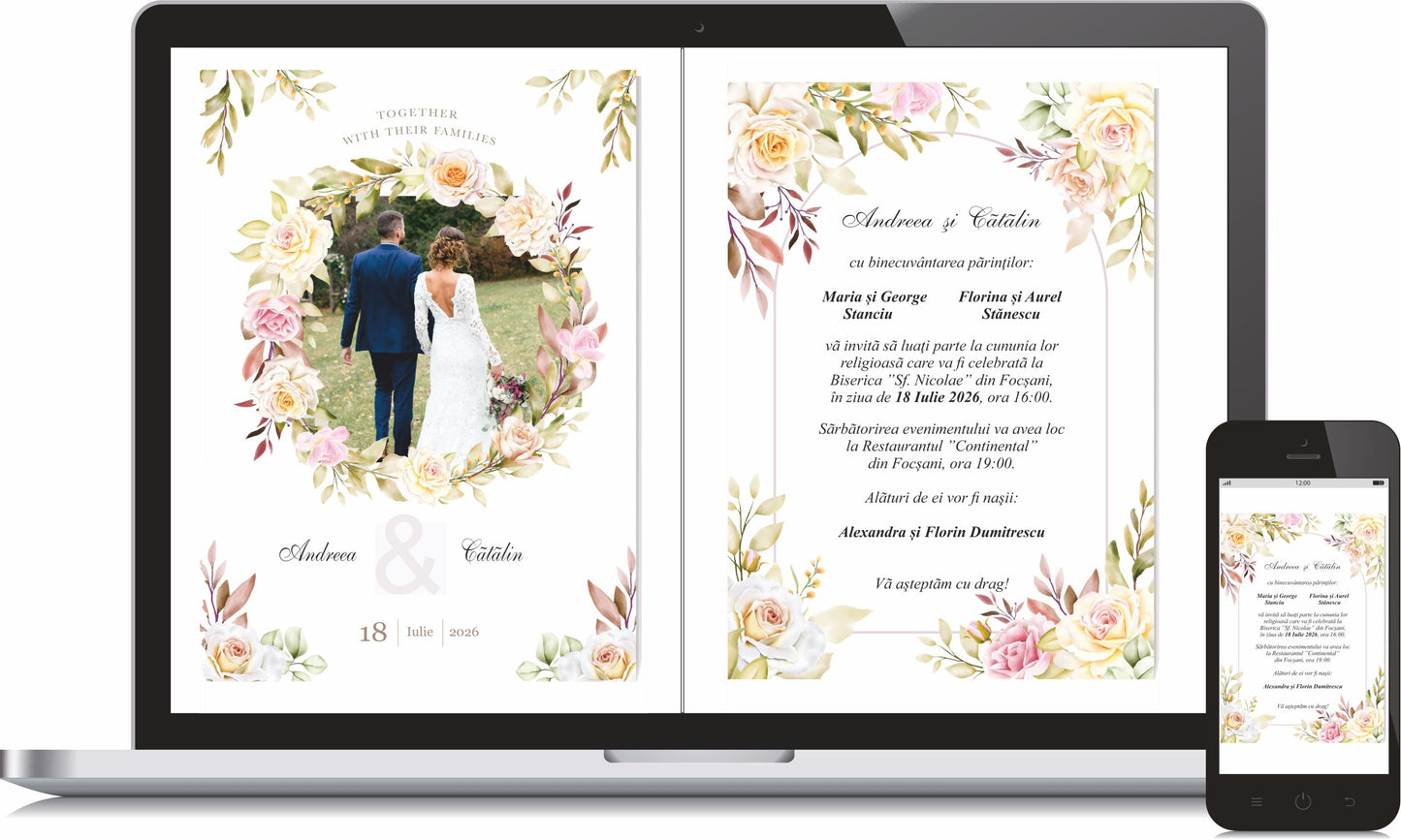Invitatie NUNTA Digitala - cod 5004 - MirajulNuntii.ro