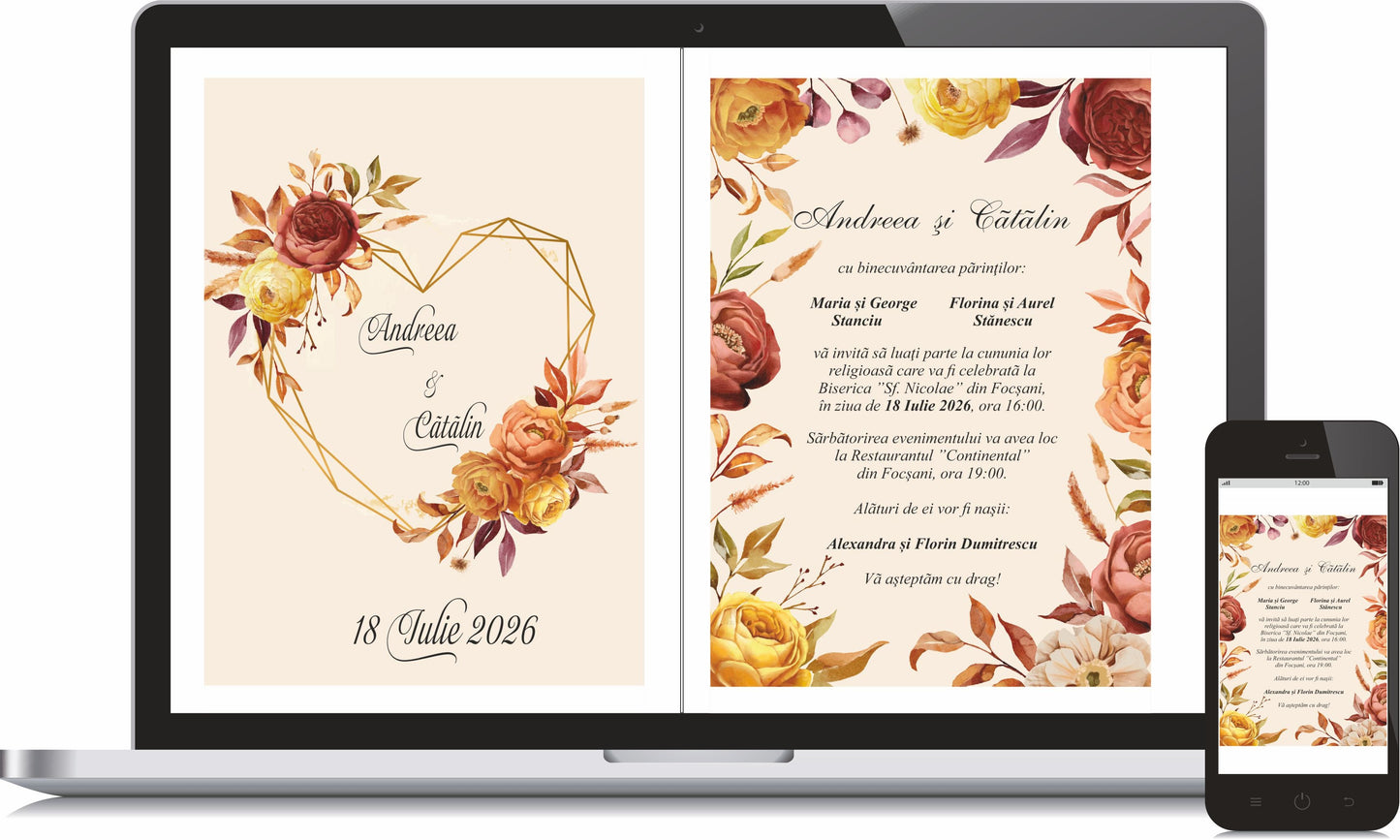 Invitatie NUNTA Digitala - cod 5005 - MirajulNuntii.ro