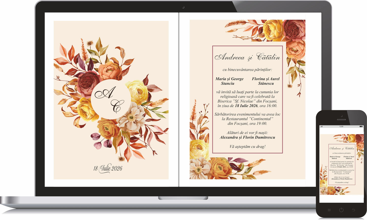 Invitatie NUNTA Digitala - cod 5006 - MirajulNuntii.ro