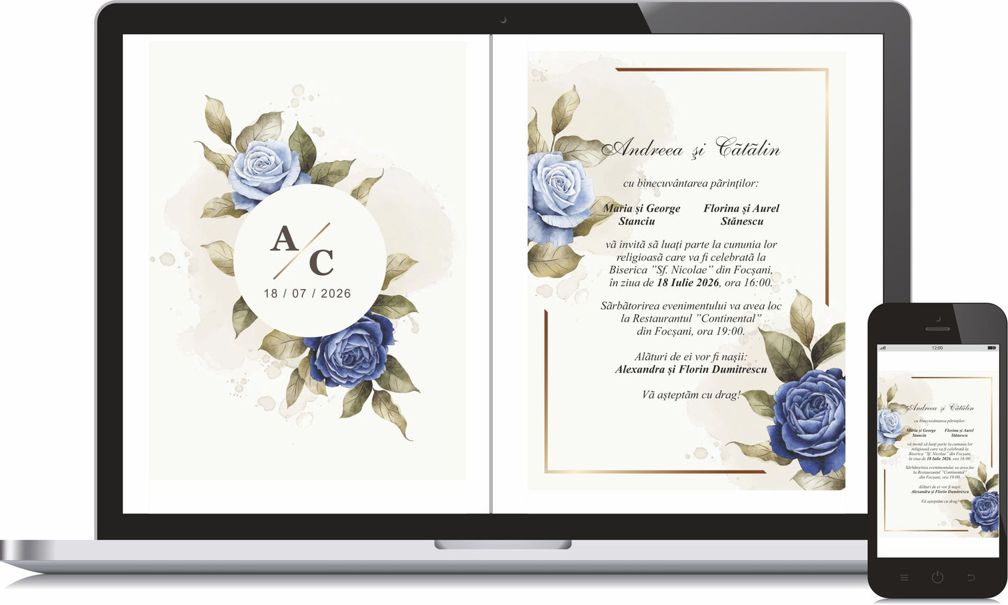 Invitatie NUNTA Digitala - cod 5008 - MirajulNuntii.ro