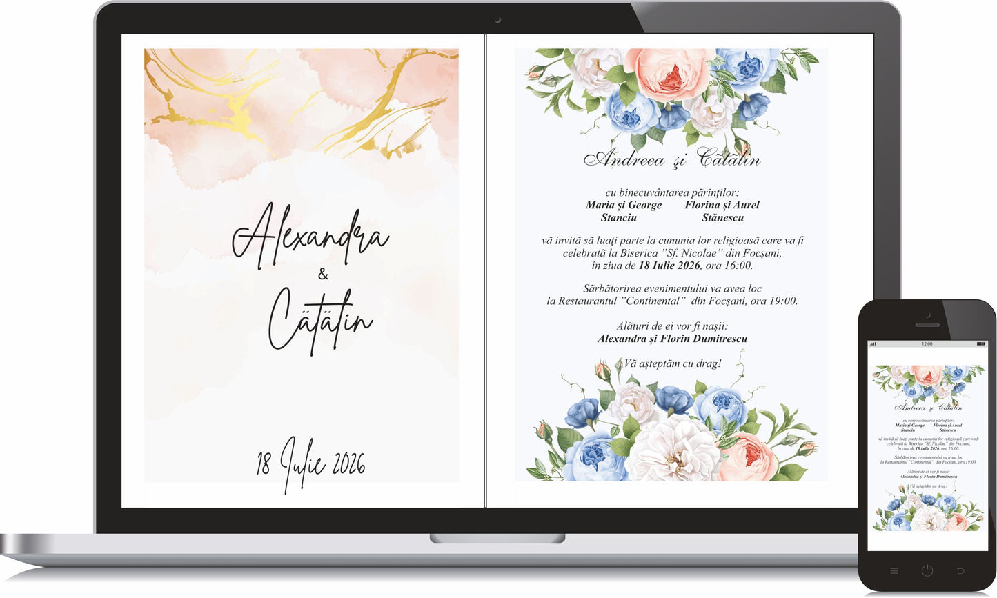 Invitatie NUNTA Digitala - cod 5011 - MirajulNuntii.ro