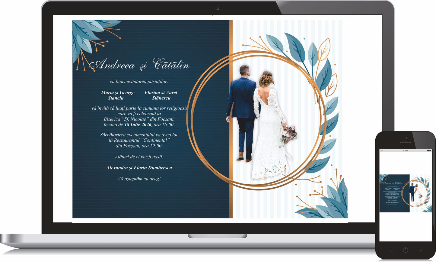 Invitatie NUNTA Digitala - cod 5013 - MirajulNuntii.ro
